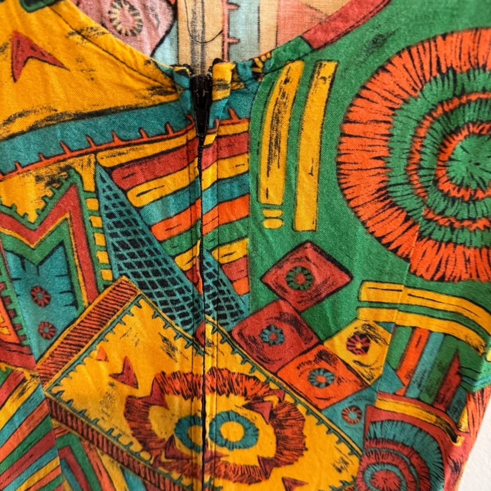 VTG 90s Ariana Tribal core Aztec Maxi Sleeveless Dress Grunge Size 5